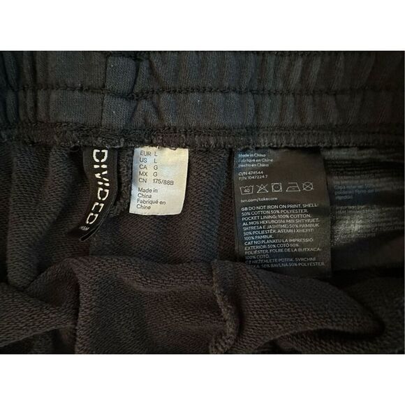 H&M Women’s Sweat Shorts Size Large “Sunny Soul” Black - Picture 3 of 5
